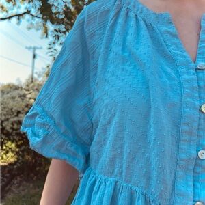 J.Jill Baby Blue Button-Up Blouse